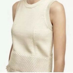 Ann Taylor Beige Cream Knit Fringe Sweater